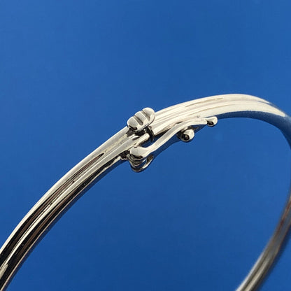 Designer Sterling Silver 925 Diamond Hook On Bangle Buckle Cuff Bracelet