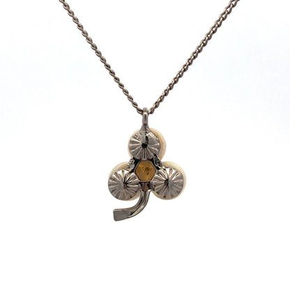 Designer 925 Sterling Silver Pearl Cubic Zirconia Clover Luck Pendant Necklace