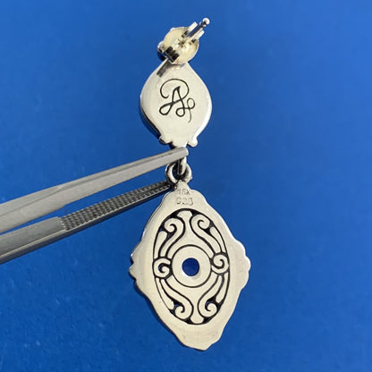 Designer 925 Sterling Silver 18K Yellow Gold Amethyst Drop Dangle Stud Earrings