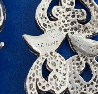 Designer 925 Sterling Silver Floral Leaf Nature Dangle Hook Earrings