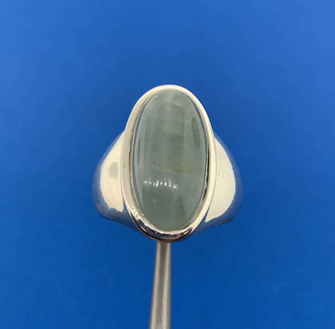 Designer SI Sterling Silver 925 Aventurine Modernist Prosperity Cocktail Ring