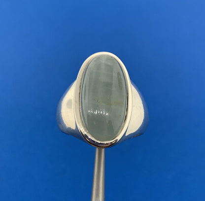 Designer SI Sterling Silver 925 Aventurine Modernist Prosperity Cocktail Ring