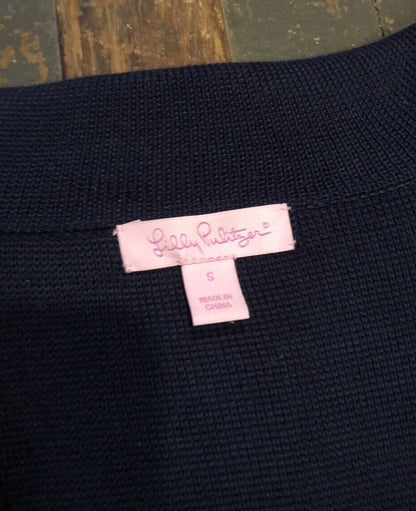 Lilly Pulitzer Ladie's Size S 100% Supima Cotton Blue Pink Accent Sweater Jacket