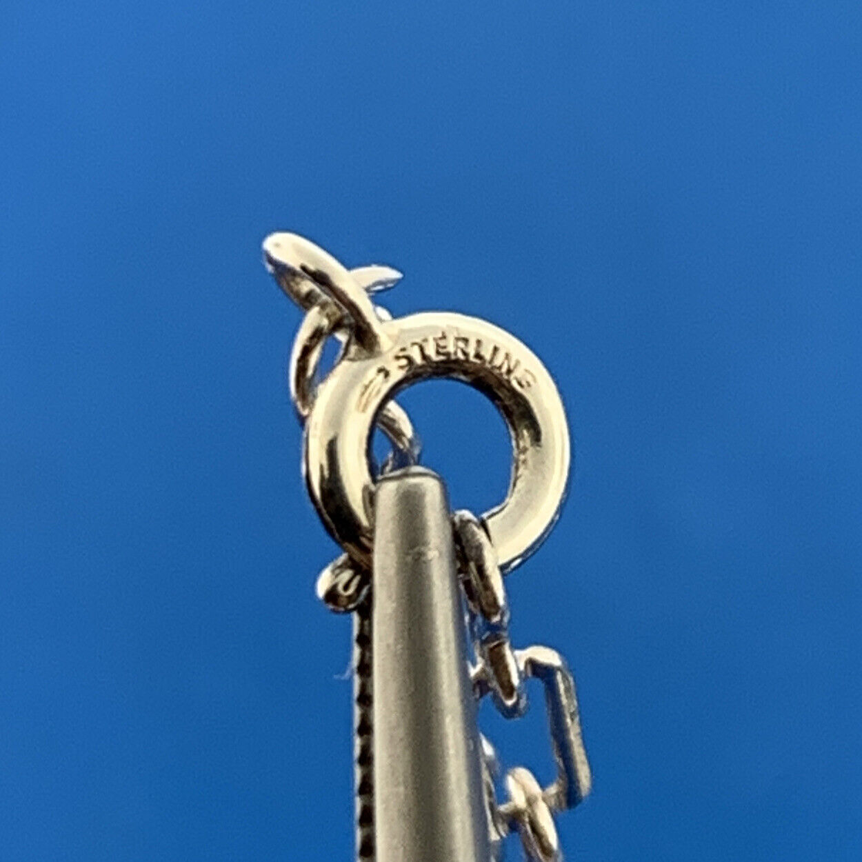 Native American Signed TQ Sterling Silver Turquoise Totem Pole Cross Necklace