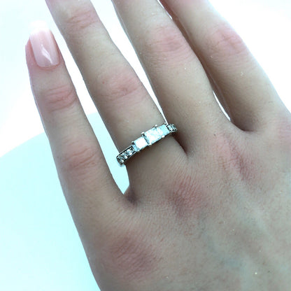 Gorgeous 14k White Gold IKS Triple Princess Diamond Engagement Ring Size 6.25