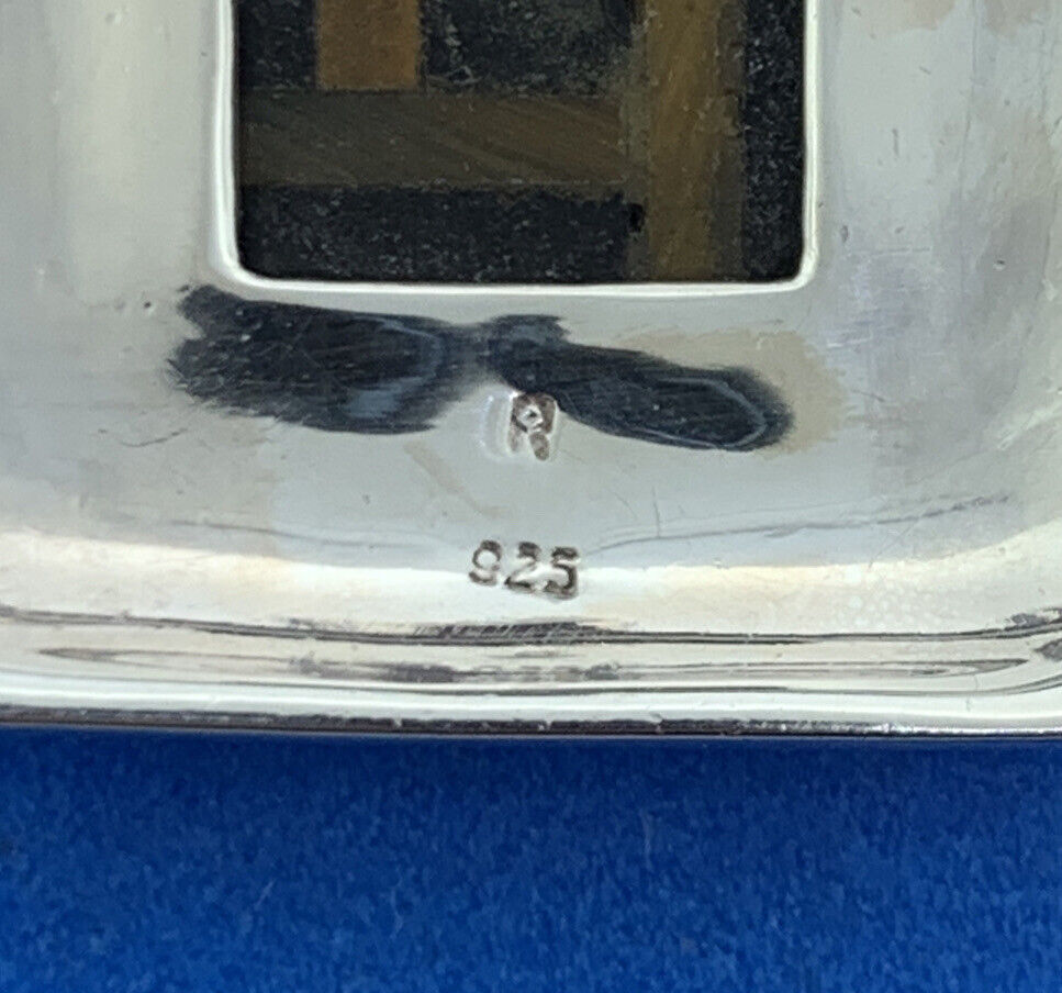 Designer 925 Sterling Silver Black Onyx Tiger Eye Inlay Square Statement Pendant