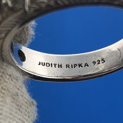 Judith Ripka Sterling Silver 925 Ruby Cubic Zirconia Stackable Cocktail Ring
