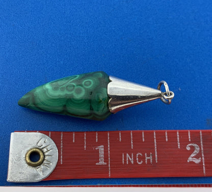 Stunning Sterling Silver 925 Cabochon Green Malachite Talismans  Dangle Pendant