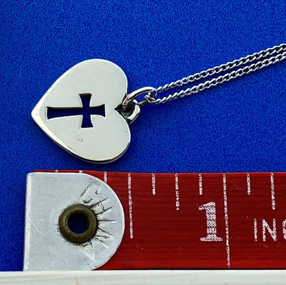 James Avery 925 Sterling Silver Crosslet Heart Religious Charm Pendant Necklace