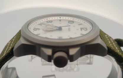 Fossil Bronson Stainless Steel Silver Dial Nylon Band Three-Hand Date Watch
