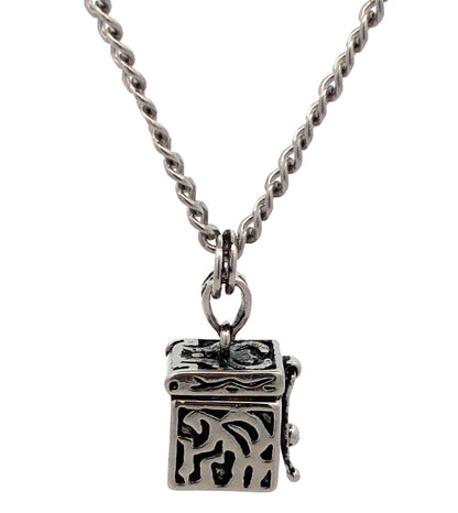 Alexa's Angels Silver Tone Open Scroll Prayer Pill Box Pendant Necklace