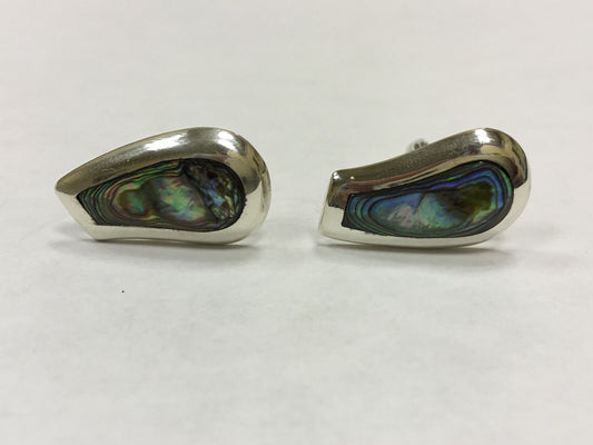 Sterling Silver Mexican Abalone Shell Cuff Links