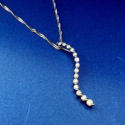 Designer 14K White Gold Diamond Love Infinity Eternity Bar Pendant Necklace