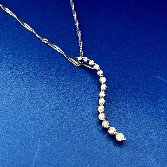 Designer 14K White Gold Diamond Love Infinity Eternity Bar Pendant Necklace