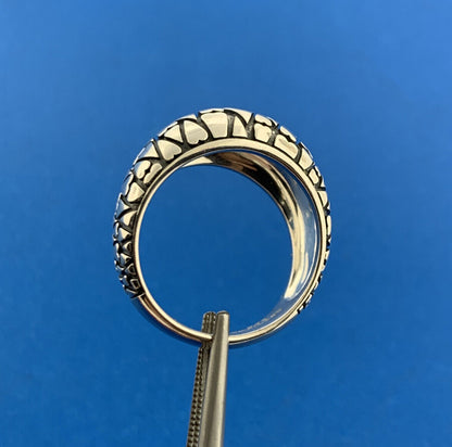 925 Sterling Silver Franco Pianegonda Diamond Cut Textured Link Wide Ring