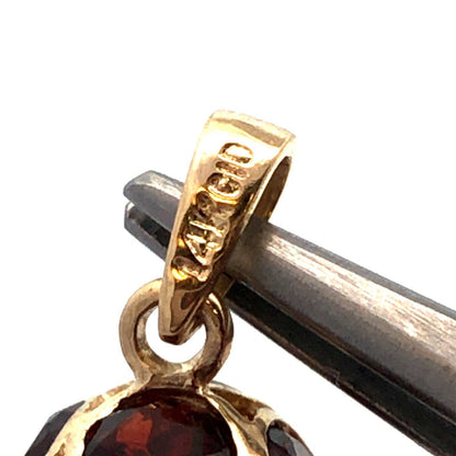 CID 14K Yellow Gold Round Red Garnet Ball January Anniversary Charm Pendant