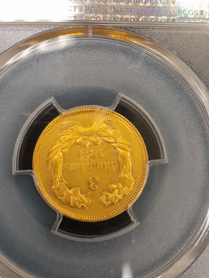 1874 $3 Gold Coin PCGS AU-50