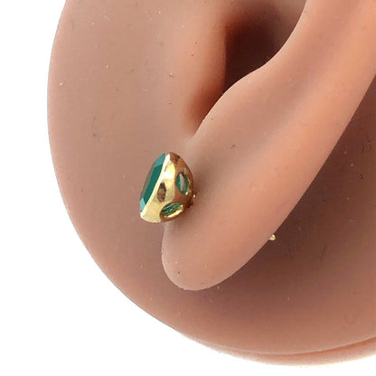 Designer 925 Sterling Silver Gold Vermeil Round Green Tourmaline Stud Earrings