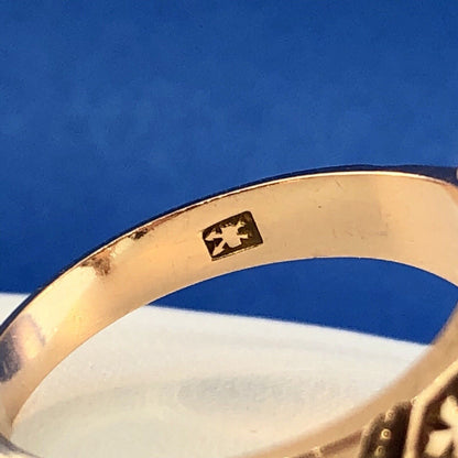 Art Deco Art Nouveau 10K Rose Gold Tigers Eye Seed Pearl Cocktail Ring
