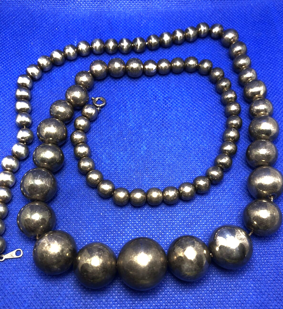 Vintage 1980's Silver-Tone Graduated Ball Beaded Statement Necklace Lot of Two