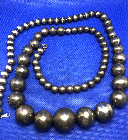 Vintage 1980's Silver-Tone Graduated Ball Beaded Statement Necklace Lot of Two