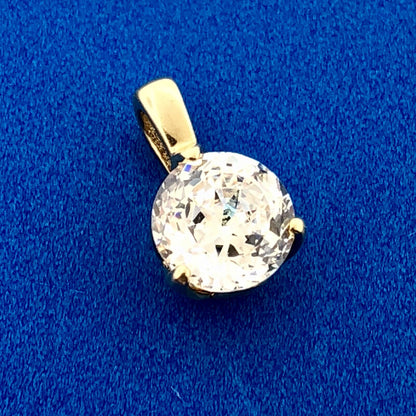 14k Yellow Gold Designer Cubic Zirconia CZ Solitaire Bridal Charm Pendant