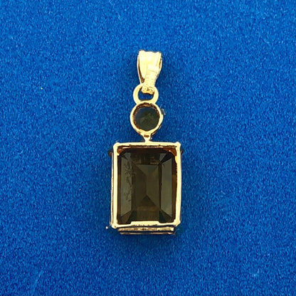 Estate 10K Yellow Gold Rectangle Citrine Mexican Opal Accented Charm Pendant