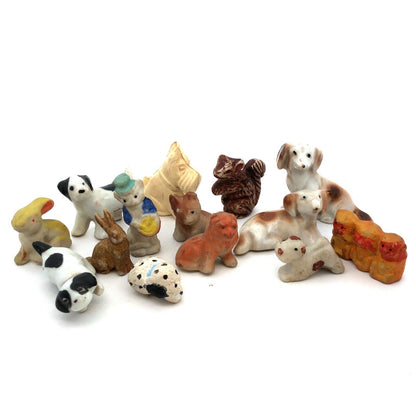 1940's Japan Lot of 14 Pcs Ceramic Miniature Hand Painted Animal Figurines