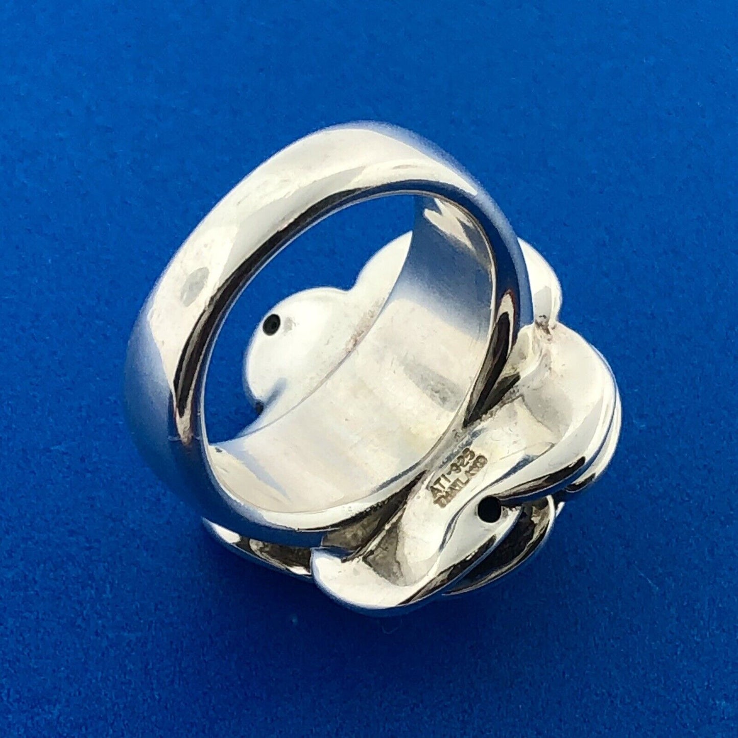 Designer ATI 925 Sterling Silver Rose Flower Floral Statement Fashion Ring