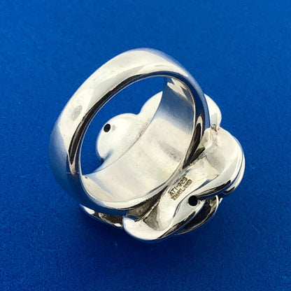 Designer ATI 925 Sterling Silver Rose Flower Floral Statement Fashion Ring