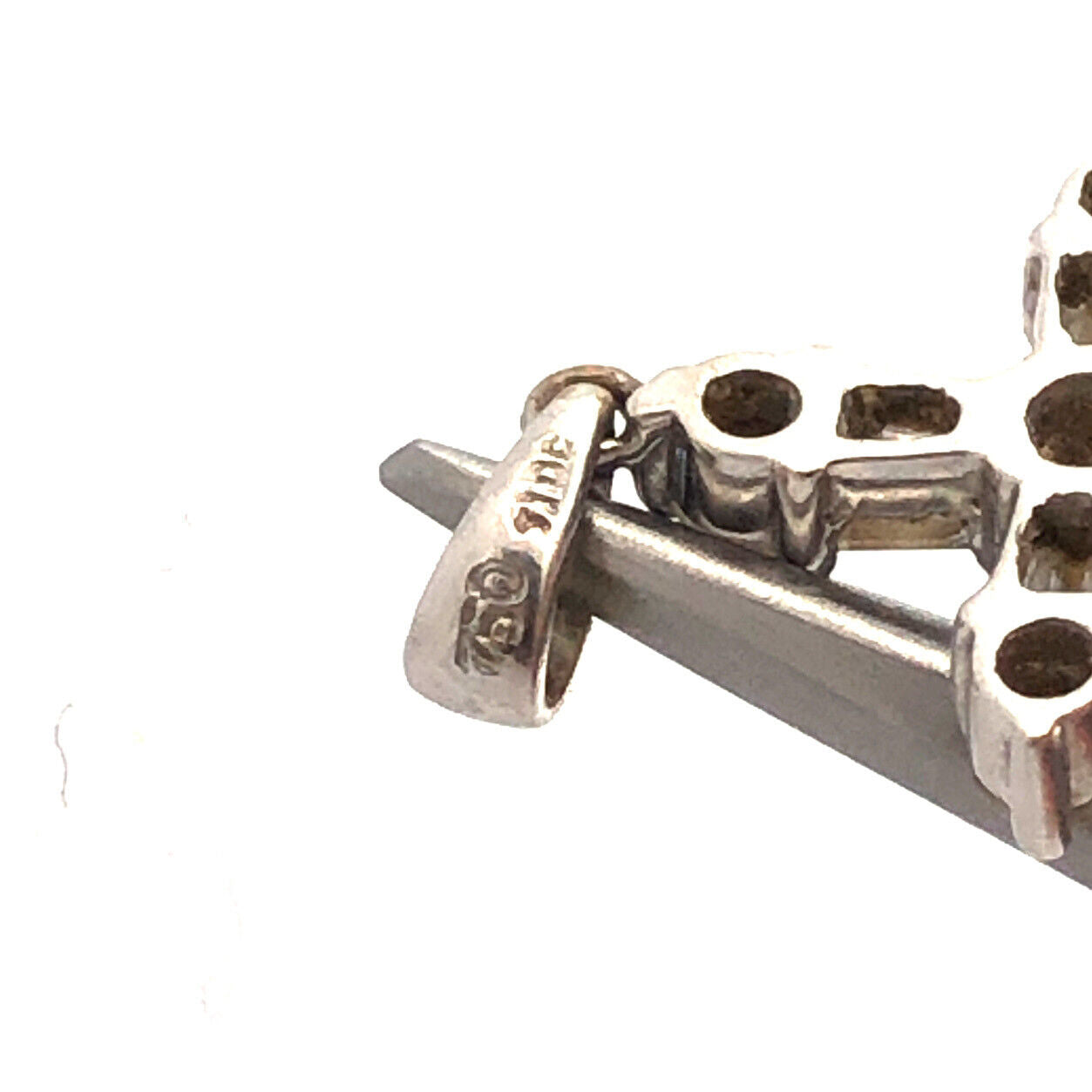 18K White Gold Round & Baguette Diamond Encrusted Religious Cross Pendant