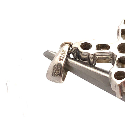 18K White Gold Round & Baguette Diamond Encrusted Religious Cross Pendant