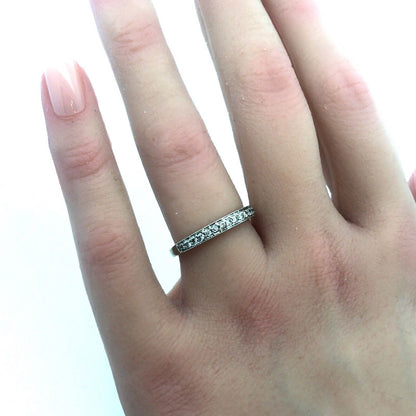 Designer NAJ 14K White Gold Diamond Wedding Anniversary Size 6.5 Band Ring