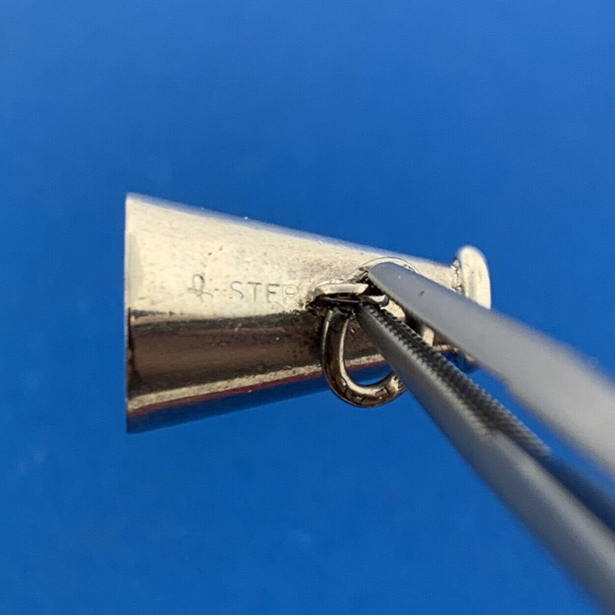 Retro Designer 925 Sterling Silver Megaphone Cheerleader Bracelet Pendant Charm