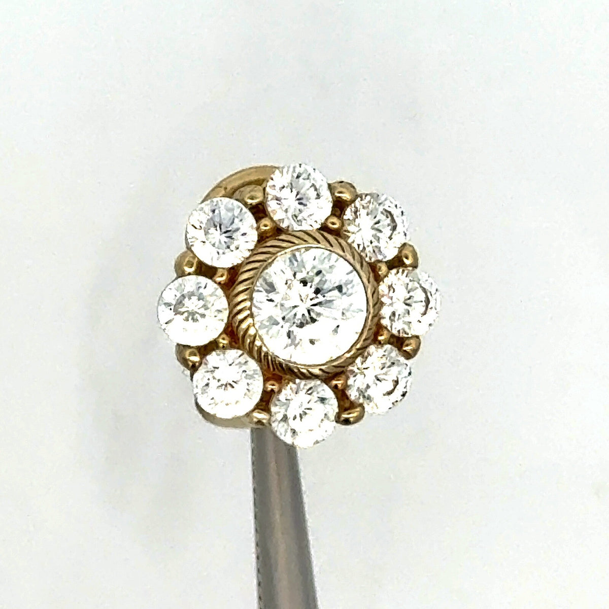 Judith Ripka 925 Sterling Silver Vermeil Cubic Zirconia Floral Cluster Earrings