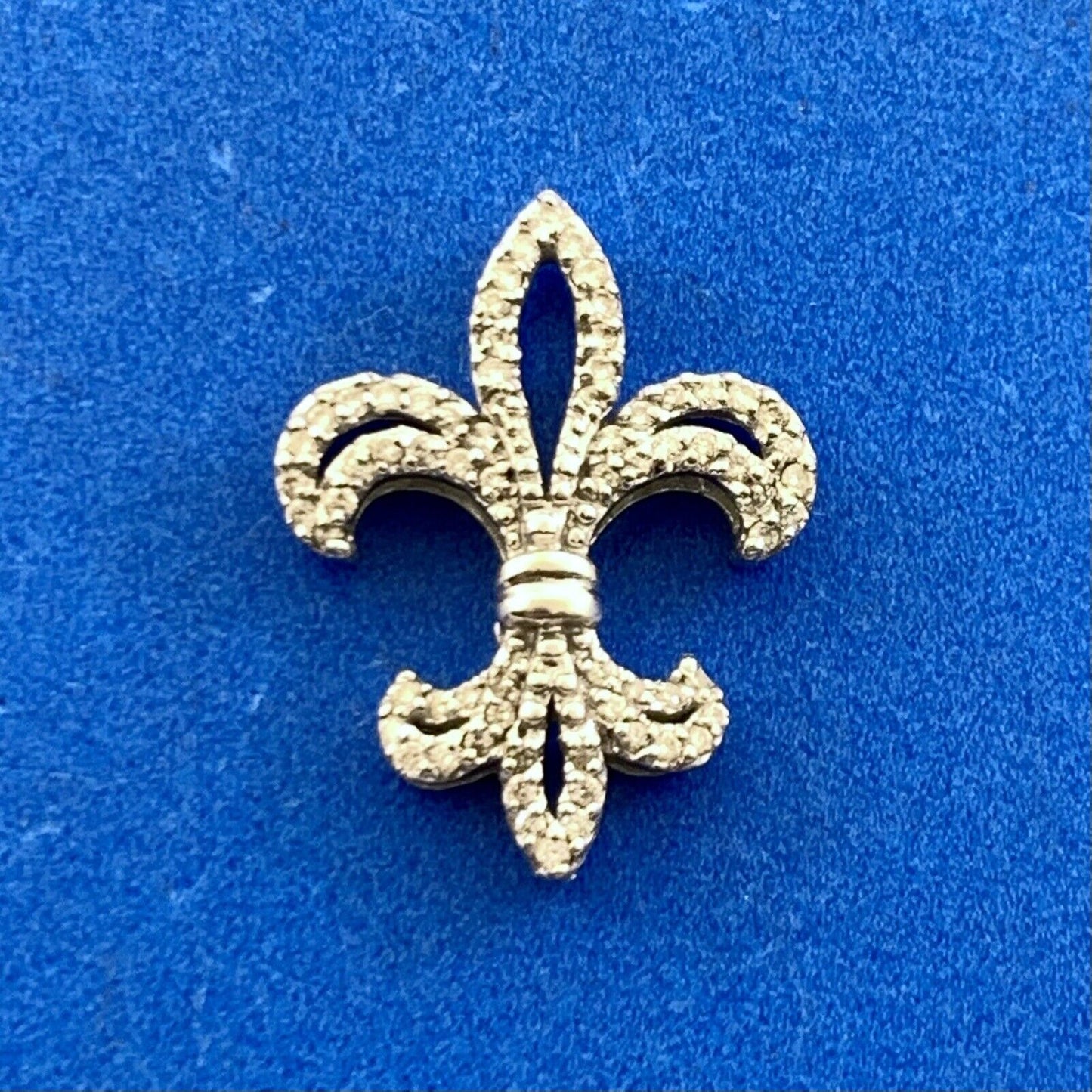 Designer 14K White Gold Diamond Encrusted Fleur De Lis Slide Pendant