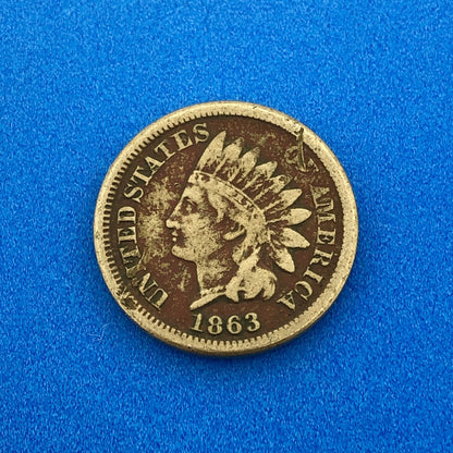 1863 P 1 Cent Indian Head Cent with Shield Better Key Date Copper-Nickel Coin