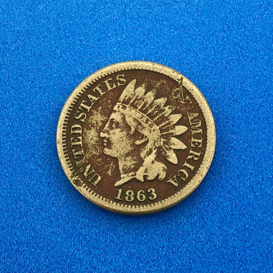 1863 P 1 Cent Indian Head Cent with Shield Better Key Date Copper-Nickel Coin