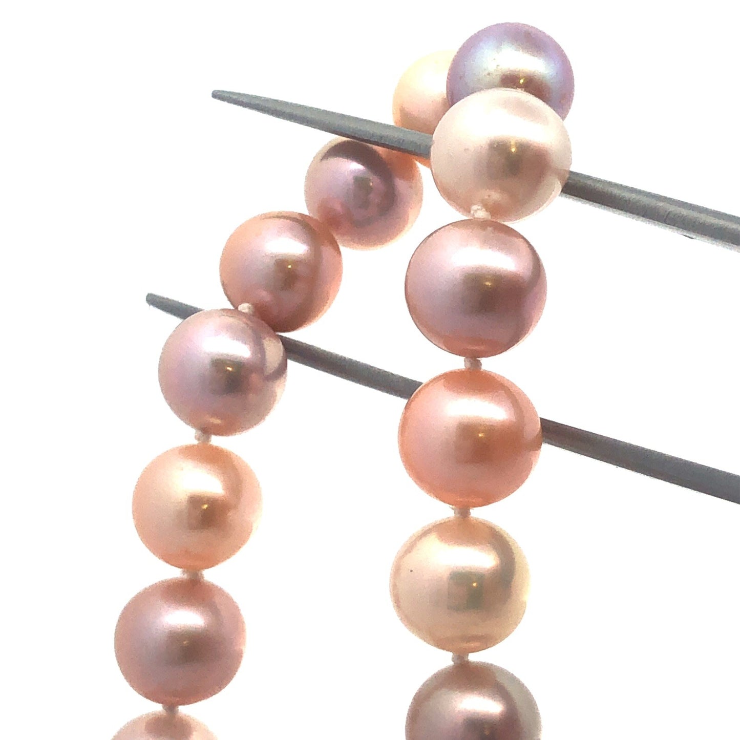 Designer 14K Yellow Gold Pink Round Pearl Beaded Necklace