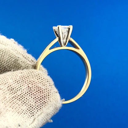 Classic Elegant BDX 14k Yellow Gold Solitaire Princess Diamond Engagement Ring