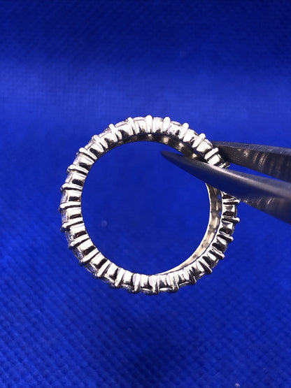 MEDA 925 Sterling Silver Cubic Zirconia Eternity Wedding Anniversary Band Ring