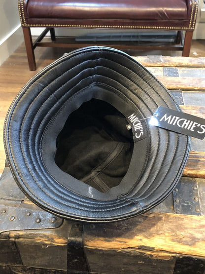 Mitchie's Size Small Medium Black Leather Bucket Hat