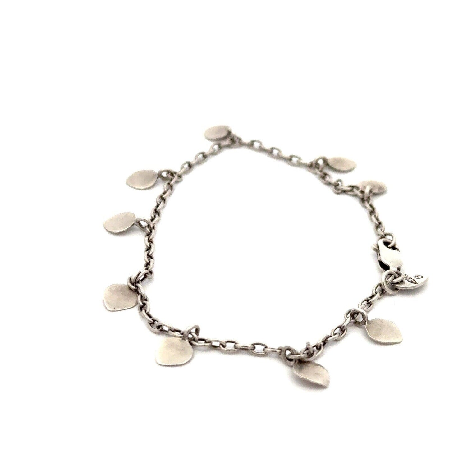 Designer Me & Ro 925 Sterling Silver Tiny Petal Chain Petal Charm Bracelet