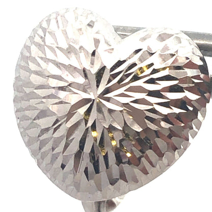 Designer Milor Italy 14K White Gold Textured Heart Stud Earrings