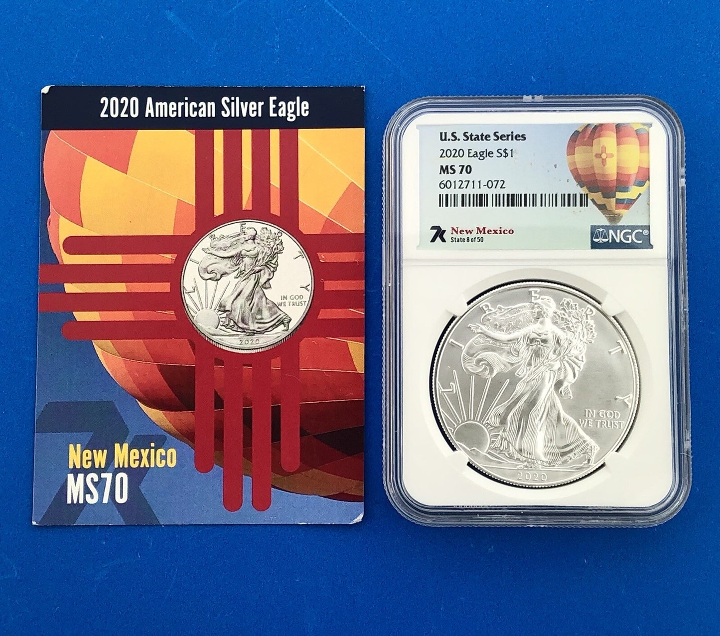 2020 U.S. State Series $1 American Silver Eagle NGC MS70 New Mexico 1 Oz w/COA