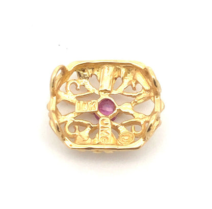 Designer 10K Yellow Gold Ruby July Birthday Anniversary Slide Bracelet Charm