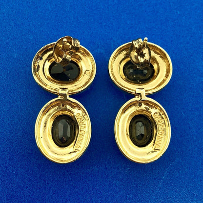 Designer 925 Sterling Silver Vermeil Sapphire Two Tone Double Drop Earrings