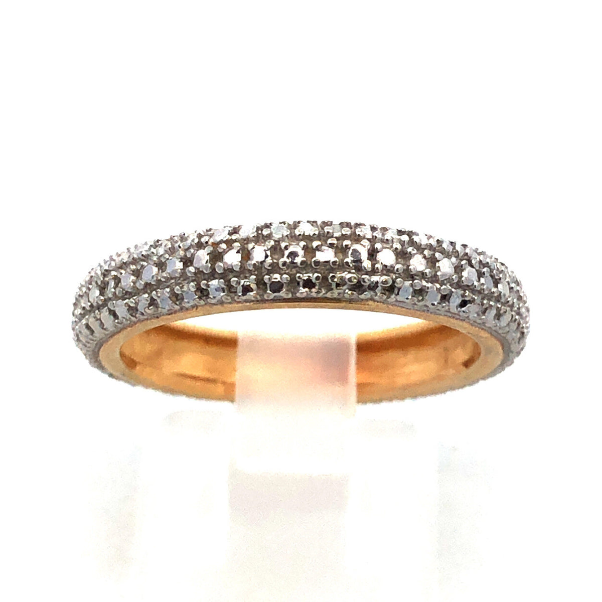 Designer R 925 Sterling Silver Vermeil Two Tone Diamond Textured Band Ring