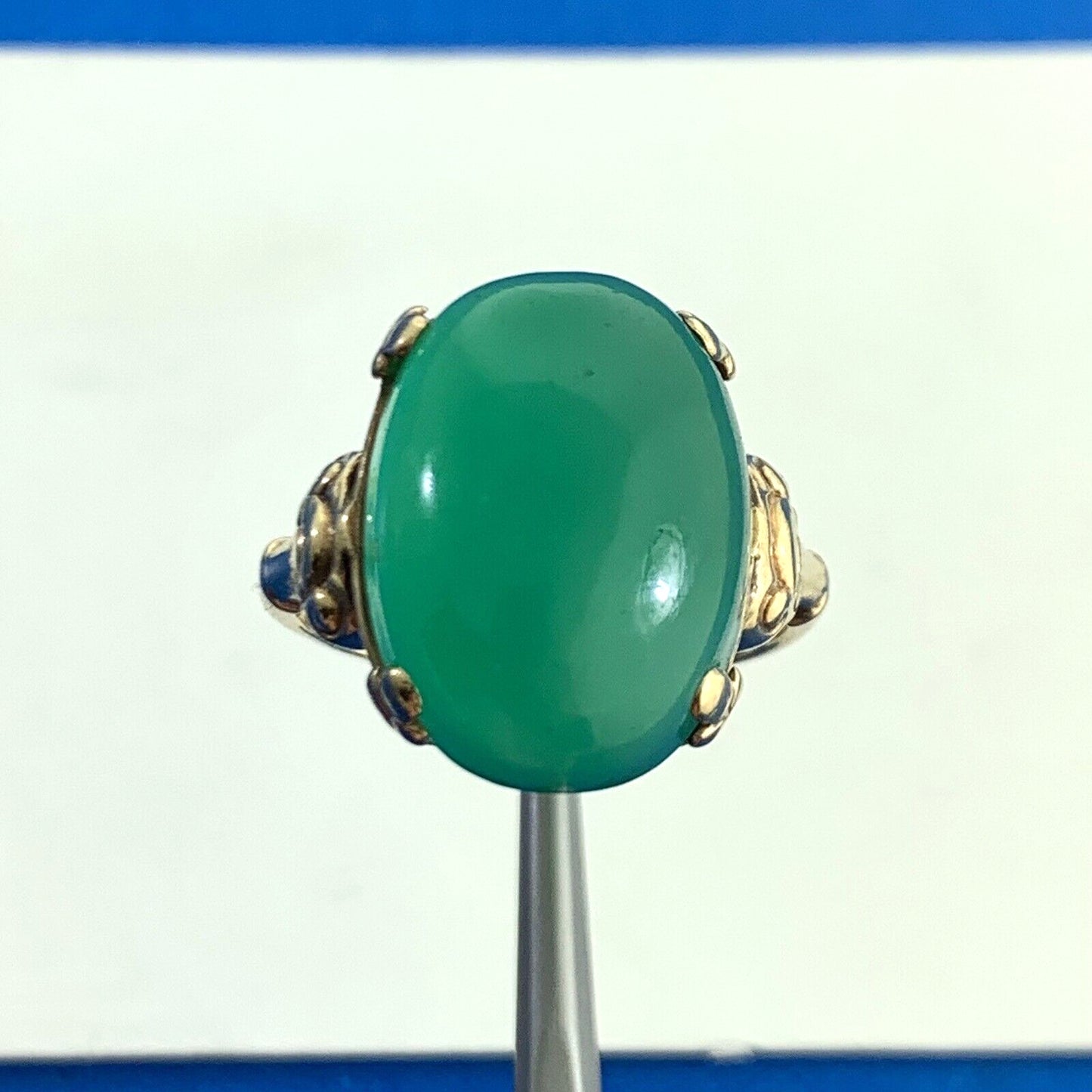 Designer Oval Green Tourmaline 10K Yellow Gold Statement Cocktail Ring