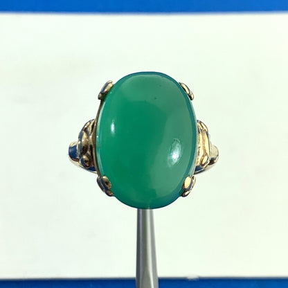 Designer Oval Green Tourmaline 10K Yellow Gold Statement Cocktail Ring